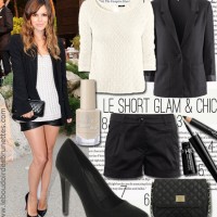 Copier (en moins cher !) le look tendance de Rachel Bilson : short chic et blazer noir