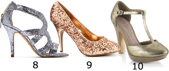 Chaussures de soirée : escarpins paillettes or argent