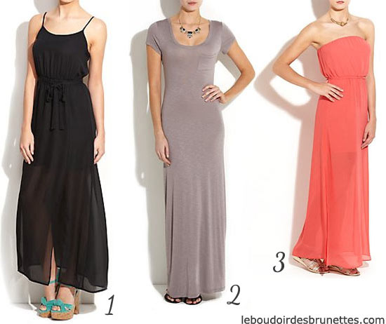 Maxi robes : robes longue noire, grise et orange