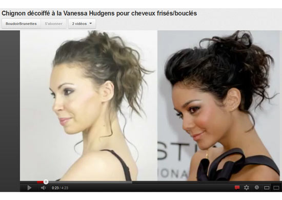 Tuto Chignon décoiffe à la Vanessa Hudgens : tutoriel coiffure pour cheveux frisés ou bouclés