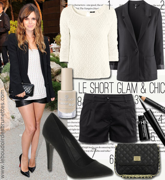 Look tendance de Rachel Bilson : short chic et blazer noirs